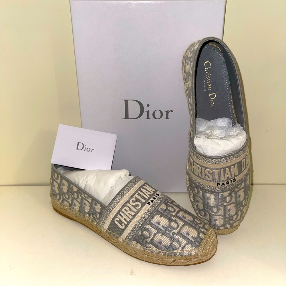 Mint Dior Granville Espadrille Flat Greystone! - Size 39,5 EU